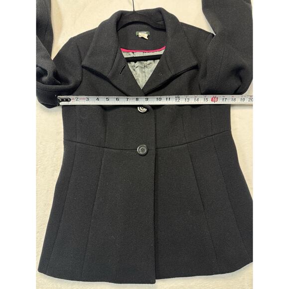 J. Crew Wool Pea Coat Sz 8 Charcoal Black Classic Fall Jacket Coastal Walk Layer - Picture 5 of 7